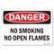 Signmission OSHA Danger Sign, No Smoking No Open Flames, 24in X 18in Rigid Plastic, 18" W, 24" L, Landscape OS-DS-P-1824-L-19447 - alternate 1